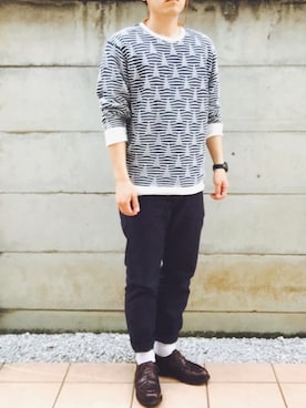 「WHITE MOUNTAINEERING（ホワイトマウンテニアリング）のアイテム（ニット/セーター）」を使った、mune16さん（メンズ・170cm）の春コーディネート