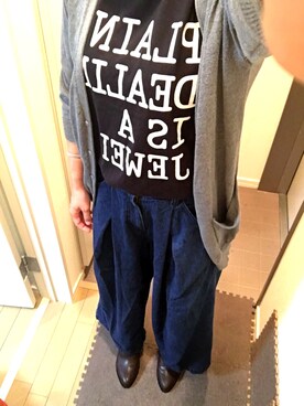 「JEANASIS（ジーナシス）のアイテム（タンクトップ、ブラック系）」を使った、ゆんさん（レディース・159cm）の秋コーディネート