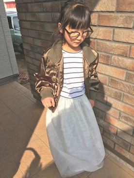 「Solberry（ソルベリー）のアイテム」を使った、Misa Jinguujiさん（キッズ・124cm）の冬コーディネート