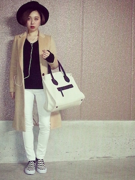 「アイテム（チェスターコート）」を使った、h.iさん（レディース・163cm）の冬コーディネート