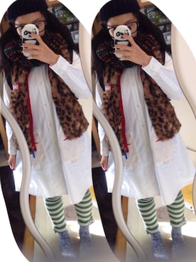 「アイテム（ダウンベスト、ブラウン系）」を使った、Nさん（レディース・160cm）の冬コーディネート