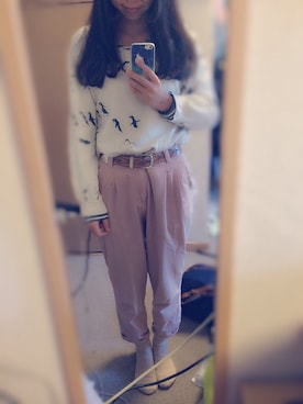 「お仕事スタイル」｜「アイテム（スウェット）」を使った、いおりさん（レディース・157cm）の秋コーディネート