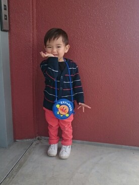 「アイテム（ロンパース、ブラック系）」を使った、Haaa-Kunさん（キッズ・90cm）の春コーディネート