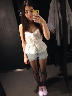 「Abercrombie&Fitch（アバークロンビーアンドフィッチ）のアイテム（キャミソール）」を使った、じゅりあんさん（レディース・160cm）の春コーディネート