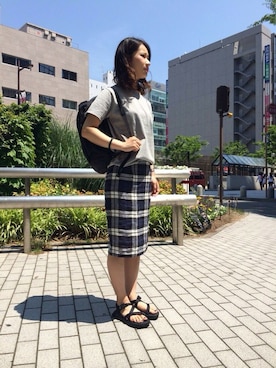 「DANTON（ダントン）のアイテム（バッグ）」を使った、KANEさん（レディース・160cm）の夏コーディネート