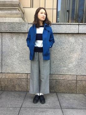 「ロイヤルブルー」｜「アイテム（その他アウター）」を使った、KANEさん（レディース・160cm）の冬コーディネート