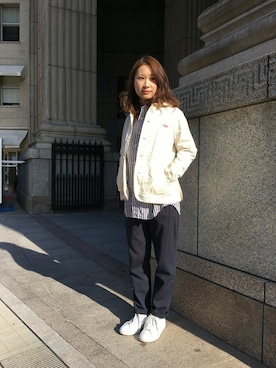 「スウエットパンツ」｜「アイテム（その他アウター）」を使った、KANEさん（レディース・160cm）の冬コーディネート