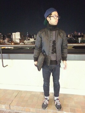 「JOURNAL STANDARD（ジャーナルスタンダード）のアイテム（スタジャン）」を使った、N通さん（メンズ・164cm）の冬コーディネート