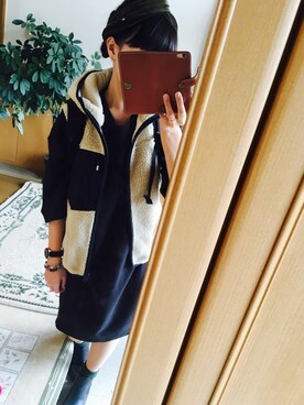 「アイテム（マウンテンパーカー、ブルー系）」を使った、𖧧 ˒˒めんさん（レディース・153cm）の秋コーディネート