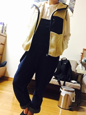 「アイテム（マウンテンパーカー、ブルー系）」を使った、𖧧 ˒˒めんさん（レディース・153cm）の秋コーディネート