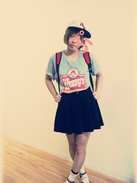 「usedのアイテム（Tシャツ/カットソー、グレー系）」を使った、ぷぅさん（レディース・160cm）の秋コーディネート