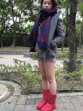 「MANGO（マンゴ）のアイテム（ダッフルコート）」を使った、hitomiさん（レディース・157cm）の冬コーディネート