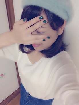 「ハイウエストスカート」｜「アイテム（ハンチング/ベレー帽）」を使った、きりんさん（レディース・157cm）の秋コーディネート