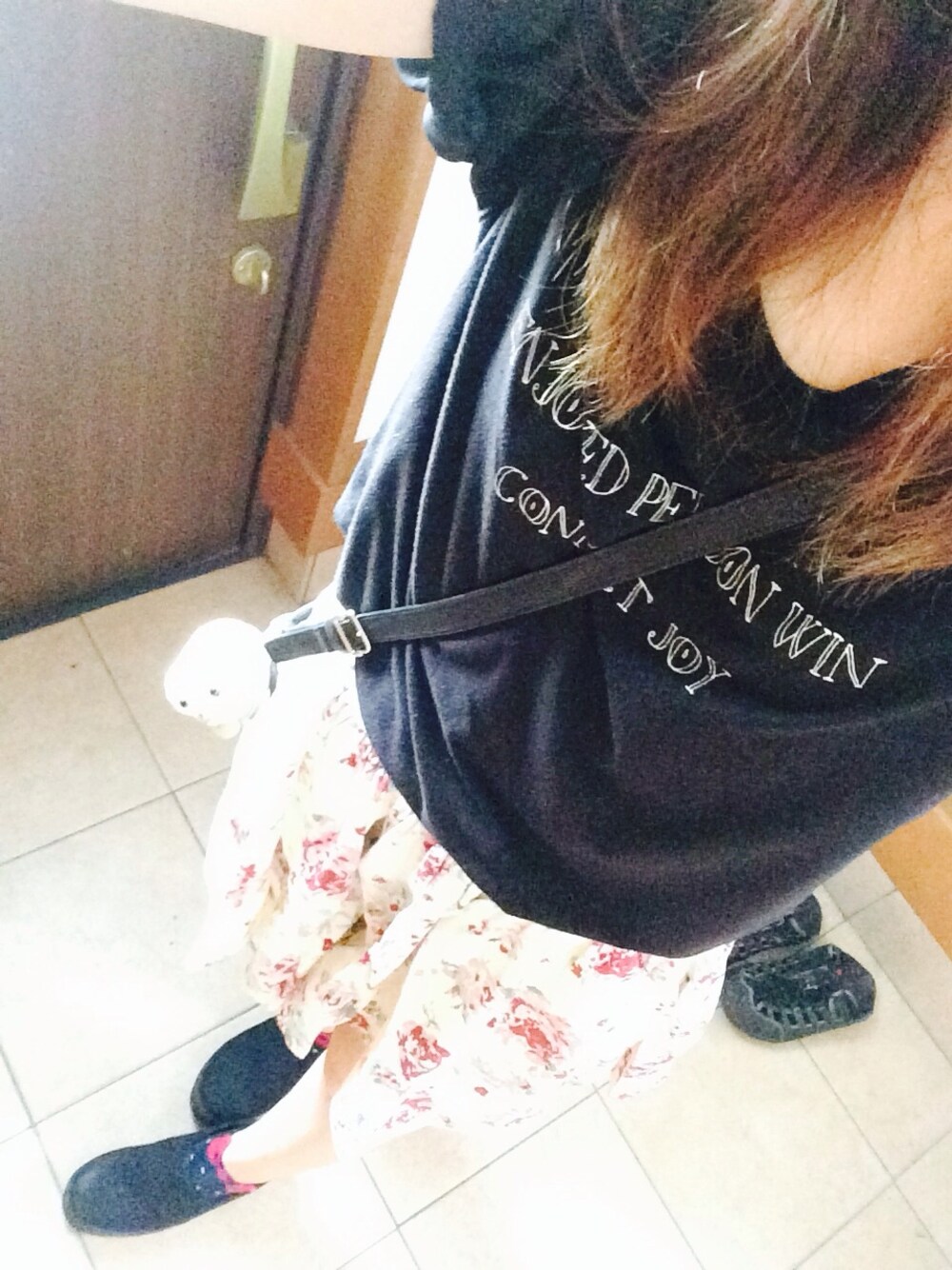 「MAJESTIC LEGONのぺタルスリーブTEE（Tシャツ/カットソー、ブラック系）」を使った、とくちゃ✳︎さん（レディース・152cm）の夏コーディネートの1枚目の写真