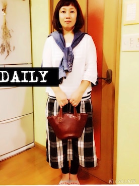 「DENIM DUNGAREE（デニムダンガリー）のアイテム（シャツ/ブラウス、ブルー系）」を使った、norinnさん（レディース・157cm）の秋コーディネート