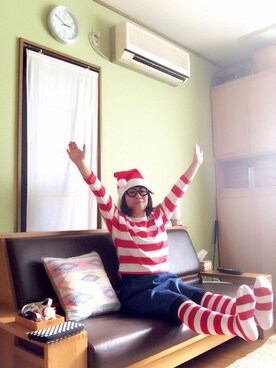 「Handmade（ハンドメイド）のアイテム（スカート、ブルー系）」を使った、norinnさん（レディース・157cm）の冬コーディネート