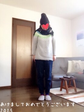 「lovetoxicのアイテム（ニットキャップ/ビーニー、ブラック系）」を使った、norinnさん（レディース・157cm）の冬コーディネート