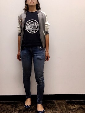 「UNITED ARROWS（ユナイテッドアローズ）のアイテム（スタジャン）」を使った、kiirinさん（レディース・158cm）の夏コーディネート