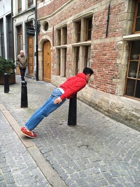 「roots（ルーツ）のアイテム」を使った、Good Good Linさん（メンズ・185cm）の春コーディネート