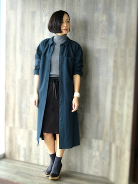 「アイテム（シャツワンピース）」を使った、mikiさん（レディース・157cm・30代）の冬コーディネート