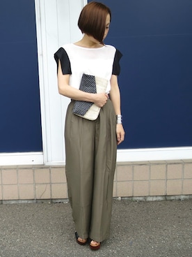 「OKIRAKU（オキラク）のアイテム」を使った、mikiさん（レディース・157cm）の春コーディネート