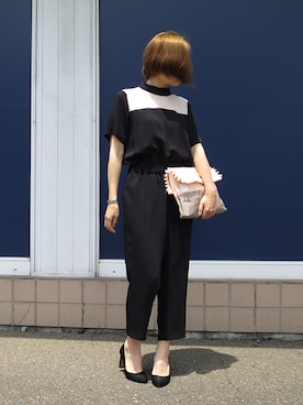 「I am I （アイアムアイ）のアイテム（つなぎ/オールインワン）」を使った、mikiさん（レディース・157cm）の夏コーディネート