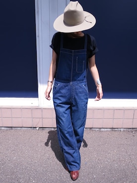 「 ハット」｜「アイテム（オールインワン・サロペット）」を使った、mikiさん（レディース・157cm）の夏コーディネート
