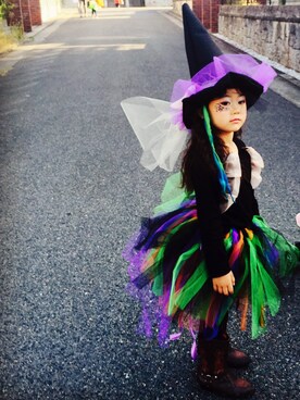 「Handmade（ハンドメイド）のアイテム（帽子、ブラック系）」を使った、nokiさん（キッズ）の秋コーディネート