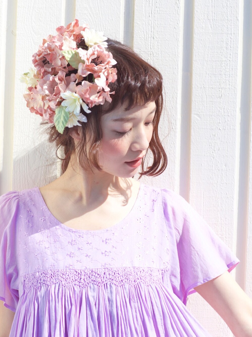 「フェススタイル、FES、ガーリー」｜「Kastaneのアイテム（チュニック、パープル系）」を使った、wacochacoさん（レディース・165cm）の夏コーディネートの1枚目の写真