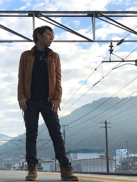 「Lee（リー）のアイテム（ライダースジャケット）」を使った、つぁんこさん（メンズ・180cm）の秋コーディネート