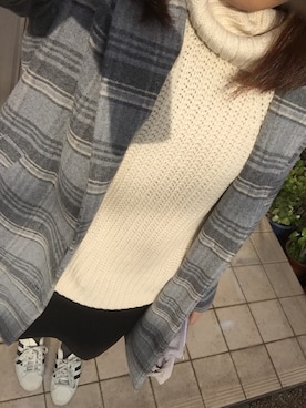 「ehka sopo（エヘカソポ）のアイテム（チェスターコート）」を使った、mahoさん（レディース・163cm）の冬コーディネート