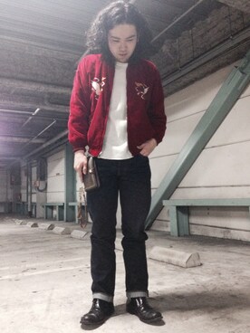 「Levis」｜「アイテム（その他アウター）」を使った、奥田 匠さん（メンズ・169cm）の春コーディネート