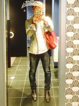 「アイテム（ボストンバッグ、レッド系）」を使った、Keyさん（メンズ・169cm）の夏コーディネート