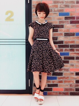「アイテム（ワンピース、ブラック系）」を使った、masamiさん（レディース・156cm）の夏コーディネート