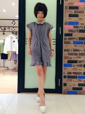 「アイテム（サロペット/オーバーオール、グレー系）」を使った、masamiさん（レディース・156cm）の夏コーディネート