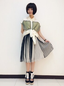 「アイテム（スカート、ブラック系）」を使った、masamiさん（レディース・156cm）の夏コーディネート