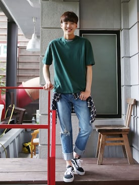 「ペアルック」｜66ガールズさん（メンズ・183cm）の夏コーディネート