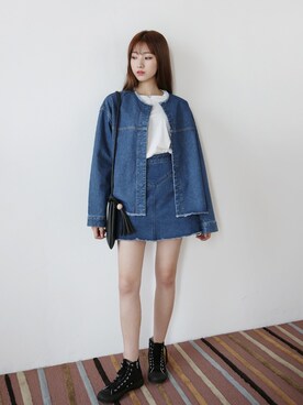 「＃デニム」｜「アイテム（デニムジャケット）」を使った、66ガールズさん（レディース・158cm）の秋コーディネート
