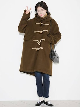 「アイテム（ダッフルコート）」を使った、66ガールズさん（レディース・158cm）の秋コーディネート