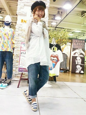 「RNA-N（アールエヌエーエヌ）のアイテム（ハンチング/ベレー帽）」を使った、Kaoriさん（レディース・166cm）の夏コーディネート
