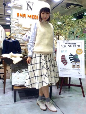 「アイテム（その他シューズ、グレー系）」を使った、Kaoriさん（レディース・166cm）の春コーディネート