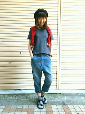 「RNA-N（アールエヌエーエヌ）のアイテム（ハンチング/ベレー帽）」を使った、Kaoriさん（レディース・166cm）の春コーディネート