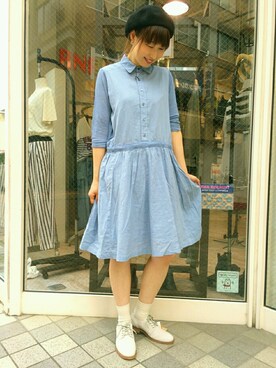 「ベレー」｜「アイテム（ワンピース/ドレス）」を使った、Kaoriさん（レディース・166cm）の春コーディネート