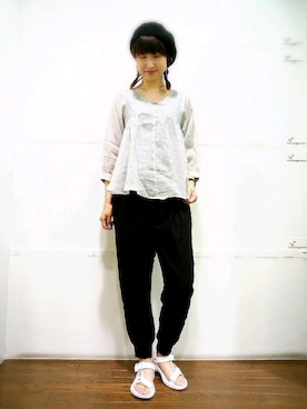 「RNA-N（アールエヌエーエヌ）のアイテム（ハンチング/ベレー帽）」を使った、Kaoriさん（レディース・166cm）の夏コーディネート