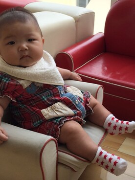 「no brand（ノーブランド）のアイテム（ロンパース、レッド系）」を使った、kikoaさん（レディース・156cm）の秋コーディネート