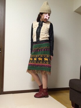 「ANAP（アナップ）のアイテム（ライダースジャケット、ブラック系）」を使った、kikoaさん（レディース・156cm）の秋コーディネート
