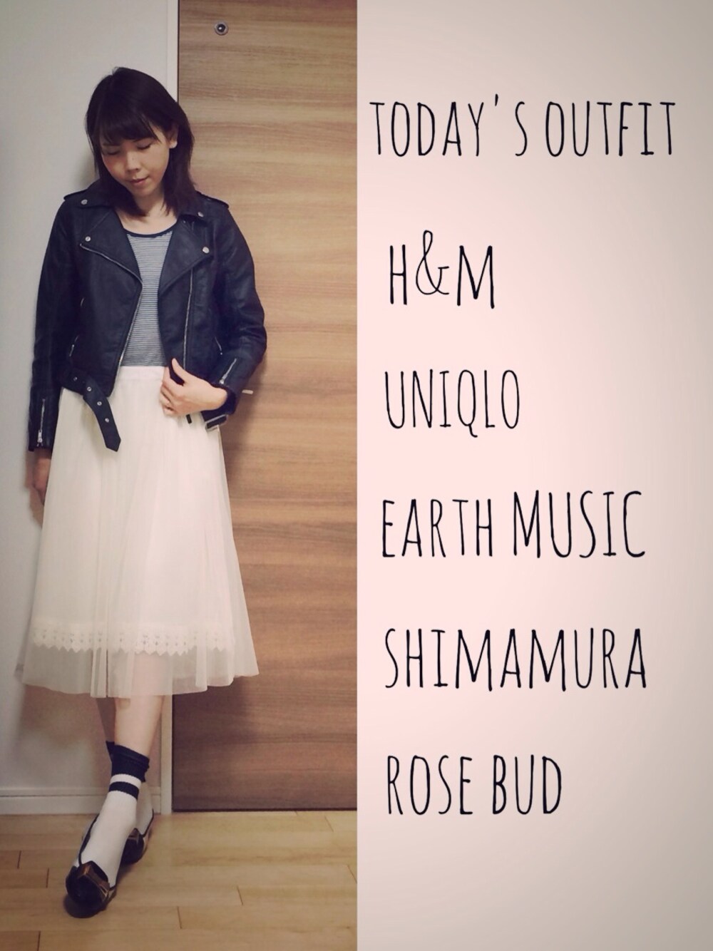 「H&M、UNIQLO、rosebud、しまむら、earth music & ecology」｜「ROSE BUDの(JEFFREY CAMPBELL FOR ROSE BUD) ST:9098-13 BOW FRONT SEE THROUGH FLAT SHOES（バレエシューズ、ブラック系）」を使った、makiron01292000さん（レディース・168cm）の春コーディネートの1枚目の写真