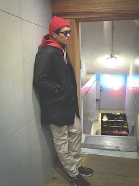 「REIGNING CHAMP（レイニングチャンプ）のアイテム」を使った、lesstaiwanさん（メンズ・180cm）の冬コーディネート