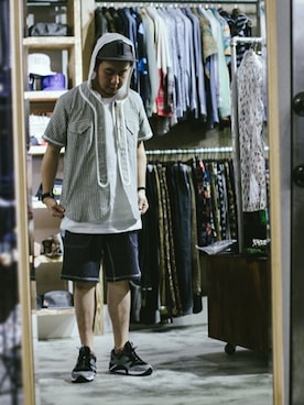 「Saucony（サッカニー）のアイテム」を使った、lesstaiwanさん（メンズ・170cm）の夏コーディネート