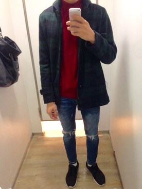 「PULL&BEAR（プルアンドベア）のアイテム（シューズ）」を使った、Lavinさん（メンズ・172cm）の冬コーディネート